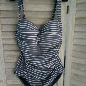 NIPTUCK SWIM - Striped Blue and White Swimsuit